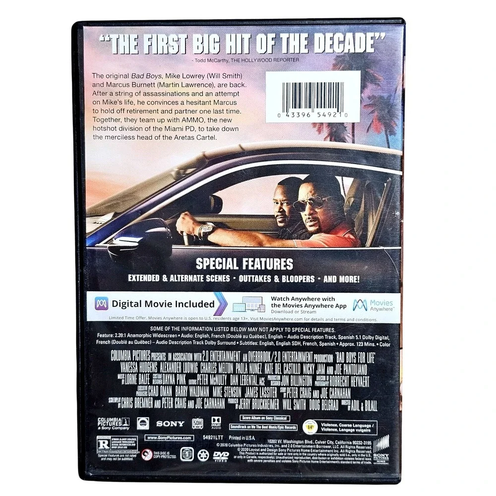Bad Boys For Life DVD Will Smith Martin Lawrence Action Comedy Movie‎ EUC